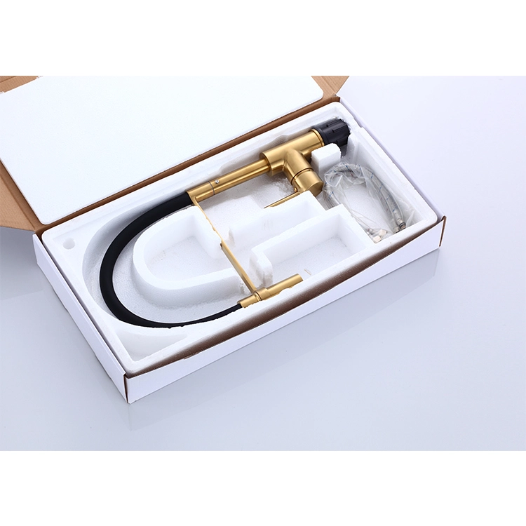 Brushed Gold Kitchen Faucet With Pull Down Sprayer