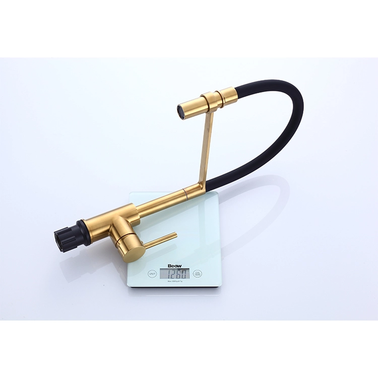 Brushed Gold Kitchen Faucet With Pull Down Sprayer